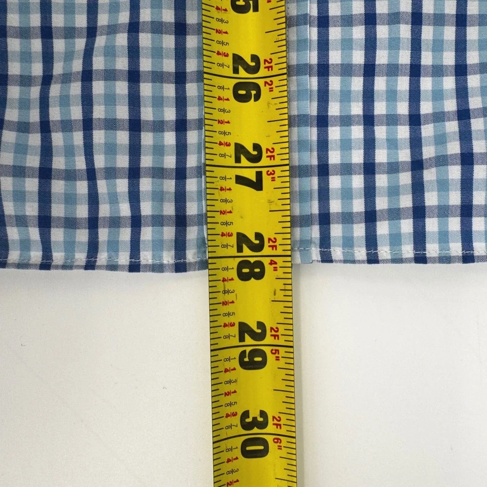 J. Crew Men's Blue Gingham‎ Check Button Down Shirt X Large 2 Ply Cotton